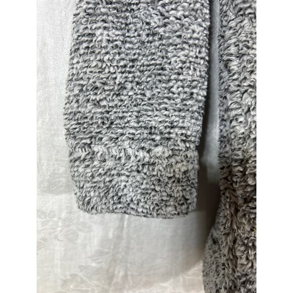 Soft Surroundings Sweatshirt Medium Gray Fuzzy Teddy Bear 1/4 Zip Pockets Cozy - Picture 4 of 11